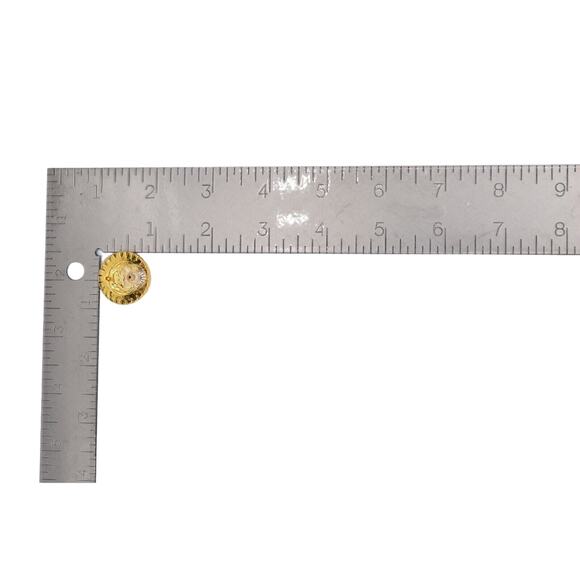 Givenchy Vintage Logo Earrings Crystal Block Letter Button Gold Signed 80s BinAF - Picture 12 of 12